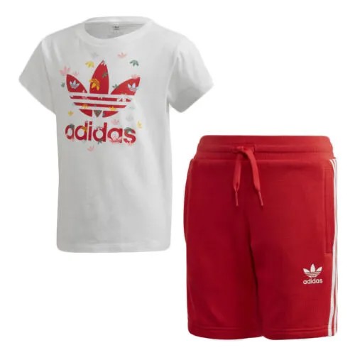 Adidas Originals Kids (4-7), комплект из футболки и шорт, белый и красный