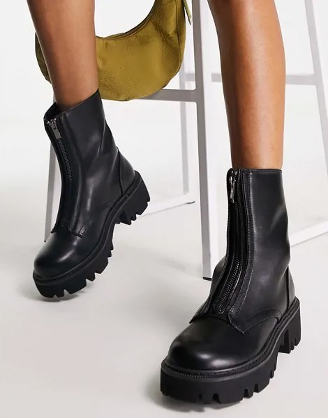 Черные массивные ботинки с молнией спереди Simmi London-Черный