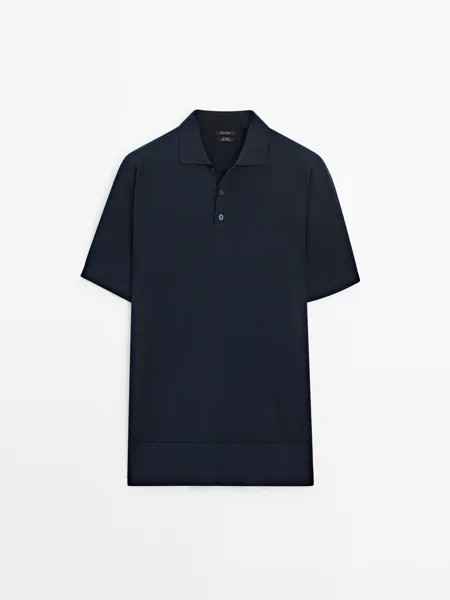 Трикотажная рубашка-поло с короткими рукавами Massimo Dutti, синий
