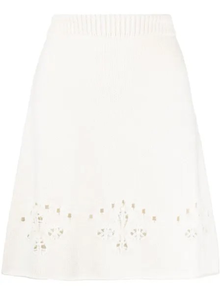 Chloé трикотажная мини-юбка с перфорацией, нейтральный цвет