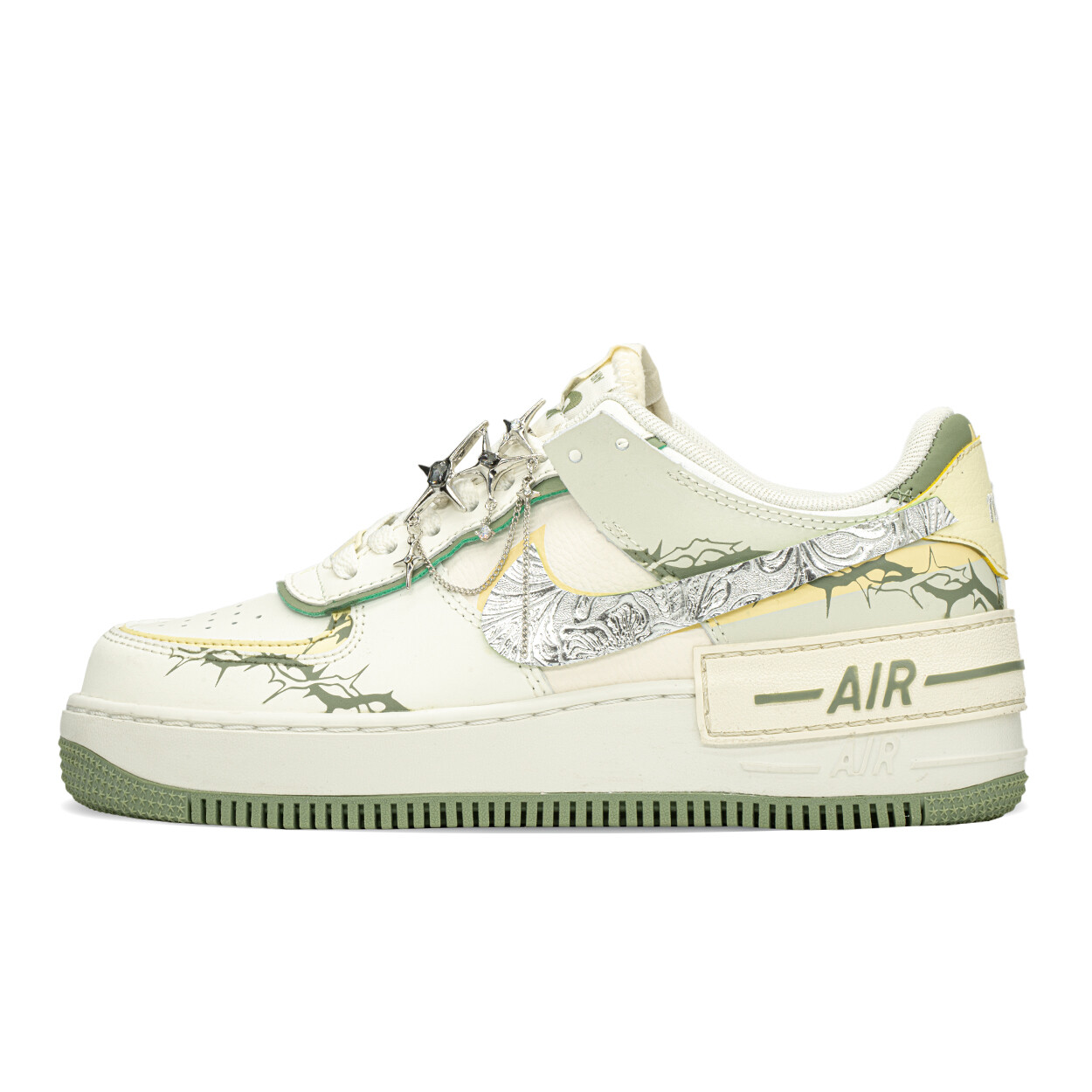 Кроссовки Nike Air Force 1 Skateboarding Shoes Women's Low-top White/green, зеленый