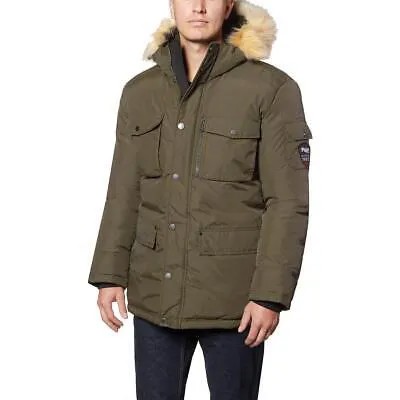 Pajar Mens Wilson Green Duck Down Faux Fur Parka Coat Верхняя одежда M BHFO 5043