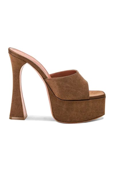 Мюли Amina Muaddi Dalida Satin Sandal, цвет Acid Brown