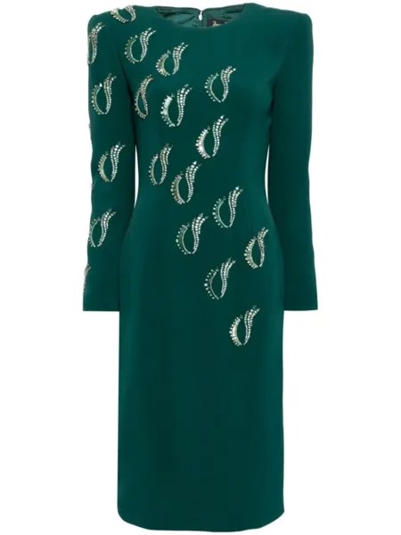 Jenny Packham креповое платье миди Jealous, зеленый