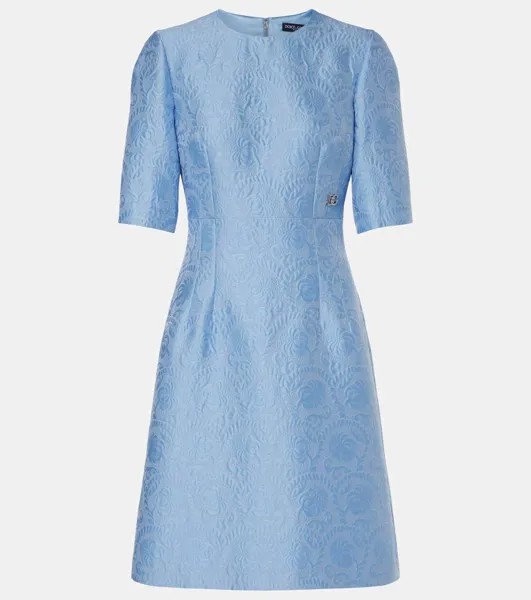Мини-платье из жаккардовой ткани с добавлением хлопка Dolce&Gabbana, цвет glicine viola chiari