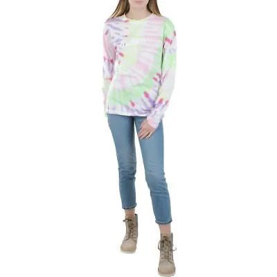 Reason Женская белая футболка с круглым вырезом и принтом Tie-Dye, топ S BHFO 0719