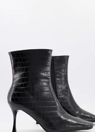 Эксклюзивные черные ботильоны из искусственной кожи с имитацией кожи крокодила на каблуке Z_Code_Z Helen-Черный цвет