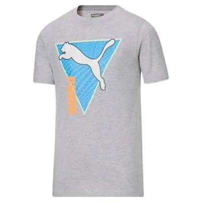 Футболка Puma Summer Break Triangle с круглым вырезом и короткими рукавами с принтом для подростков, размер для мальчиков