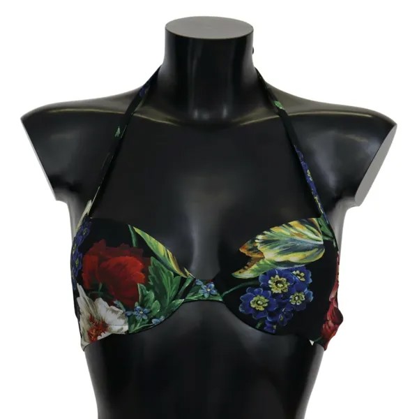 DOLCE - GABBANA Верх бикини, черный нейлоновый купальник с цветочным принтом IT1 / XS Рекомендуемая розничная цена 300 долларов США