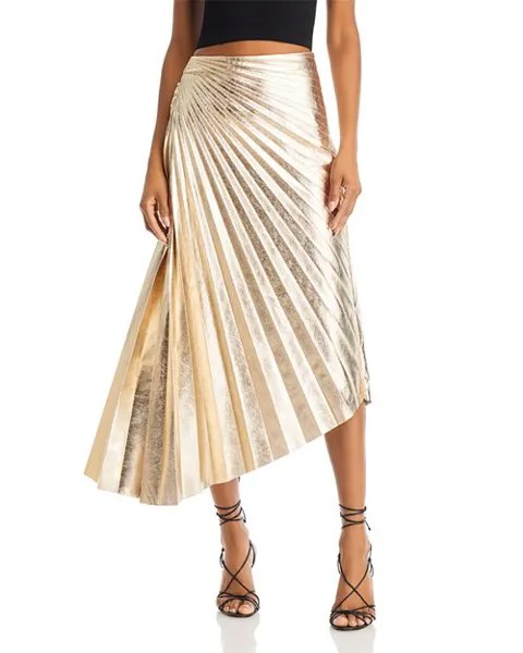 Плиссированная высокая и низкая юбка Tori A.L.C., цвет Gold