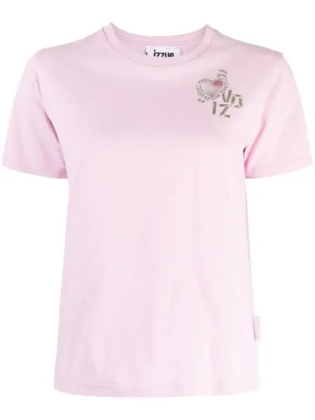 Izzue футболка с вышитым логотипом, розовый