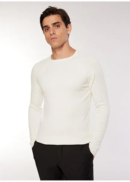 Кремовый мужской свитер с круглым вырезом Fabrika