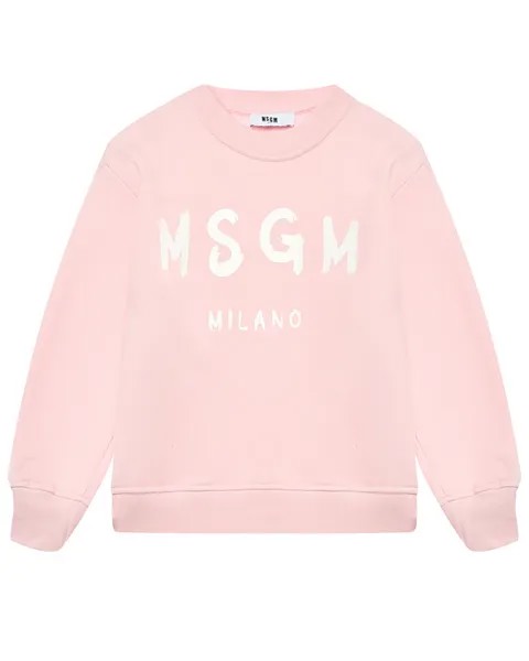 Свитшот из флиса с белым логотипом, розовый MSGM