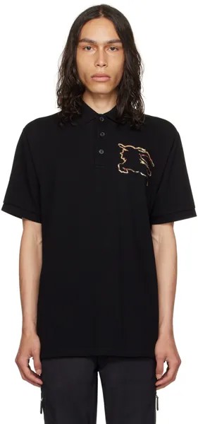 Черная футболка-поло с нашивками Burberry