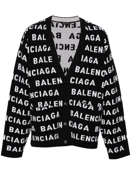 Кардиган с V-образным вырезом и логотипом Balenciaga, черный