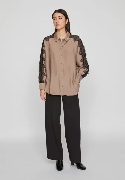 Блузка-рубашка VIWILMA SHIRT VILA, цвет fossil detail/black