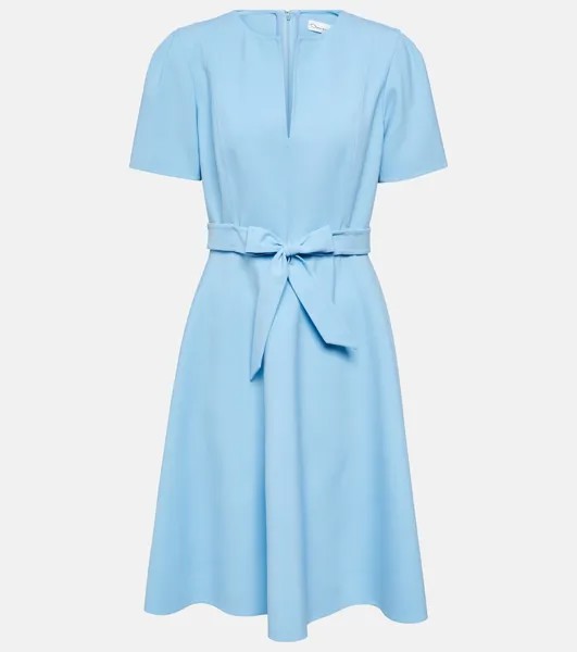 Платье миди из смесовой шерсти с поясом OSCAR DE LA RENTA, синий