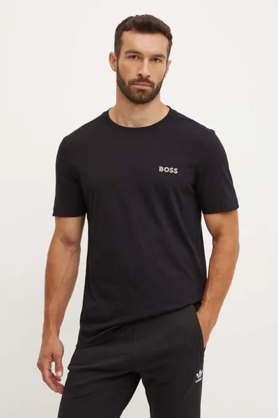 Хлопковая футболка Boss Green, черный