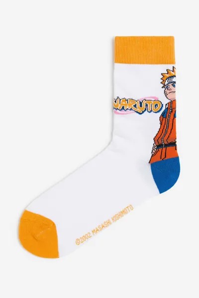 Носки H&M Naruto Motif-detail, белый/оранжевый