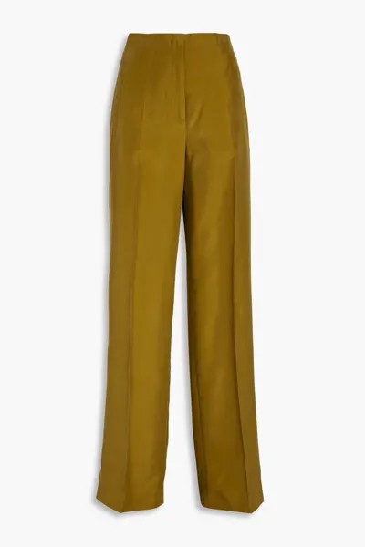 Широкие брюки из стираного шелка Alberta Ferretti, цвет Leaf green
