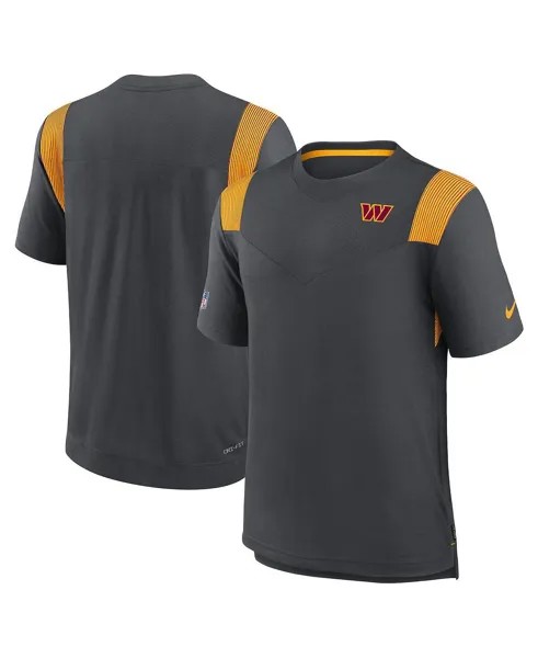 Мужская темно-серая футболка washington commanders sideline tonal logo performance player Nike, мульти