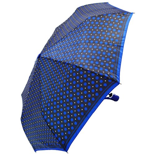 Зонт Lantana Umbrella, автомат, 3 сложения, купол 98 см., 8 спиц, система «антиветер», чехол в комплекте, для женщин, синий, черный