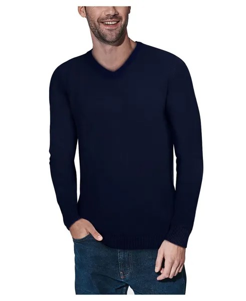 Мужской базовый пуловер с v-образным вырезом, свитер средней плотности X-Ray, синий