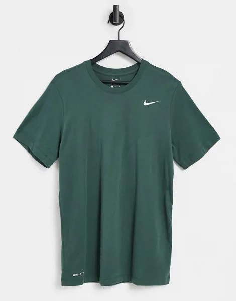 Зеленая футболка с логотипом-галочкой Nike Training-Зеленый цвет