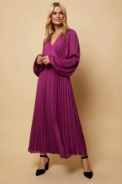 Высокое плиссированное платье макси с запахом Wallis, фиолетовый