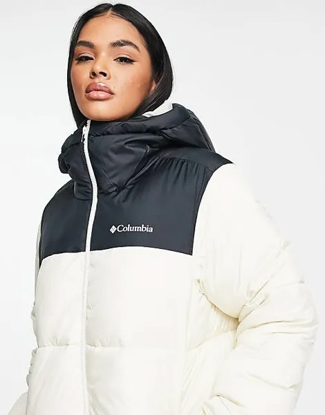 Бежево-черный удлиненный пуховик Columbia Puffect эксклюзивно на ASOS