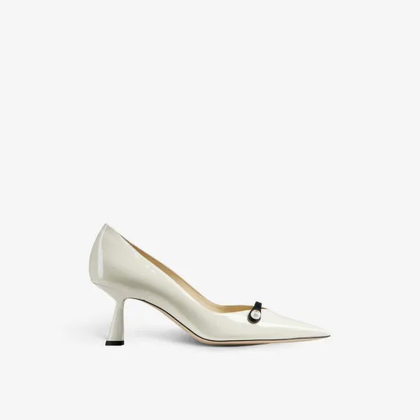 Туфли Rosalia 65 из лакированной кожи, украшенные жемчугом Jimmy Choo, черный