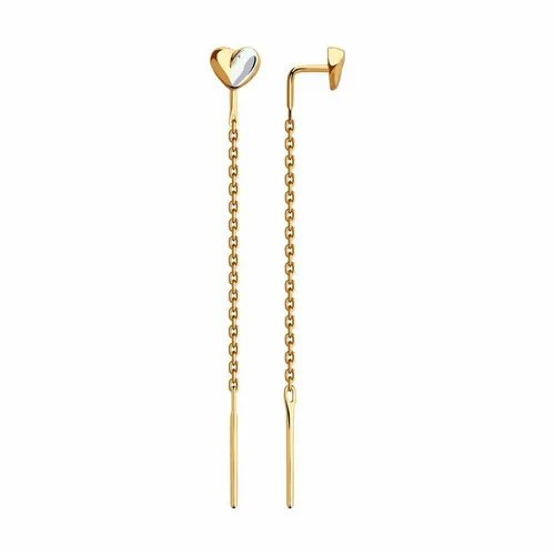 Серьги цепочки Diamant online, красное золото, 585 проба, длина 5 см