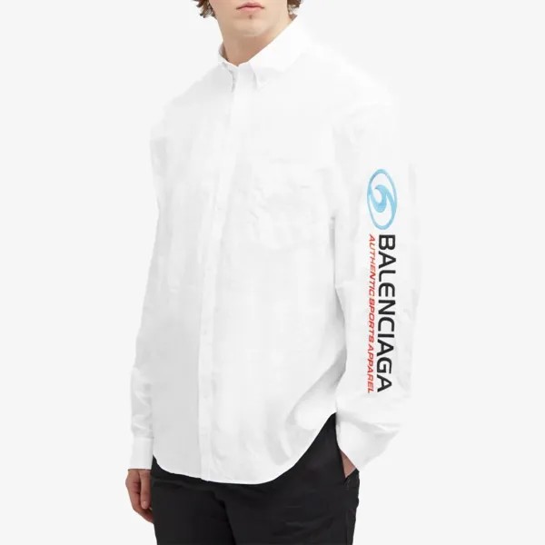 Рубашка на пуговицах с логотипом Balenciaga, белый