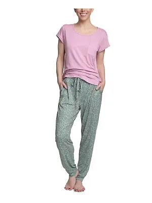 HANES Фиолетовая футболка с коротким рукавом, прямые брюки, XL