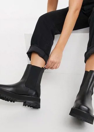 Черные кожаные ботинки на массивной подошве с квадратным носком & Other Stories-Черный цвет