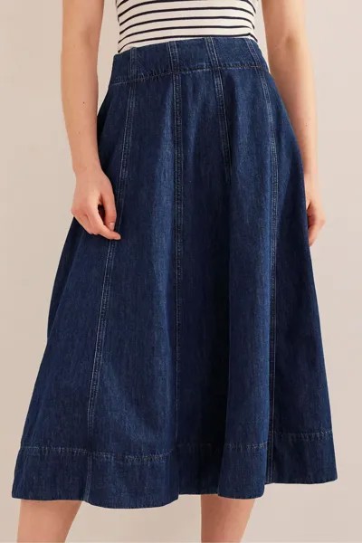 Джинсовая юбка со вставками Boden, синий