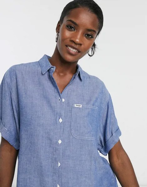 Свободная джинсовая рубашка из ткани шамбре Wrangler-Синий