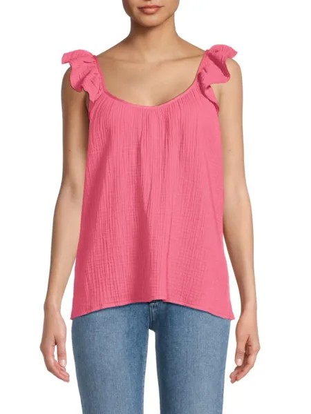 Текстурированный топ с круглым вырезом Saks Fifth Avenue, цвет Hot Pink