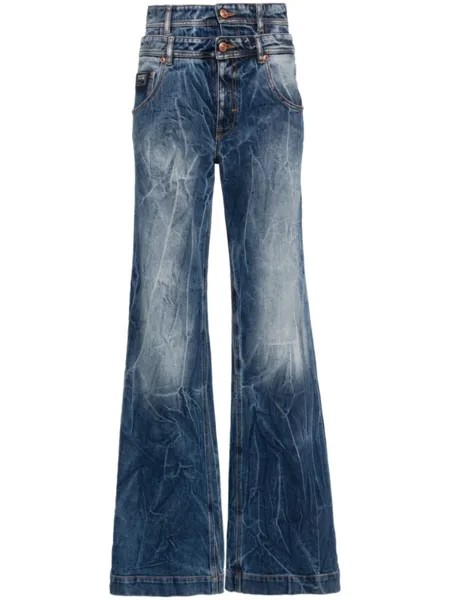 Versace Jeans Couture широкие брюки с двойным поясом, синий