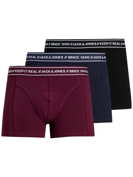 Боксеры Jack & Jones 3 шт, цвет Schwarz-Bordeaux