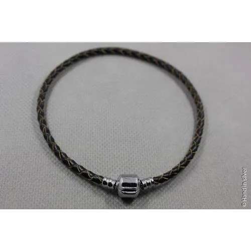 Браслет-цепочка Handinsilver ( Посеребриручку ) Кожаная основа для браслета с шармами, стразы, муранское стекло, стекло, 1 шт., размер 17 см, коричневый