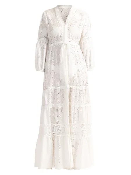 Ярусное платье макси Santorini с люверсами Shoshanna, белый