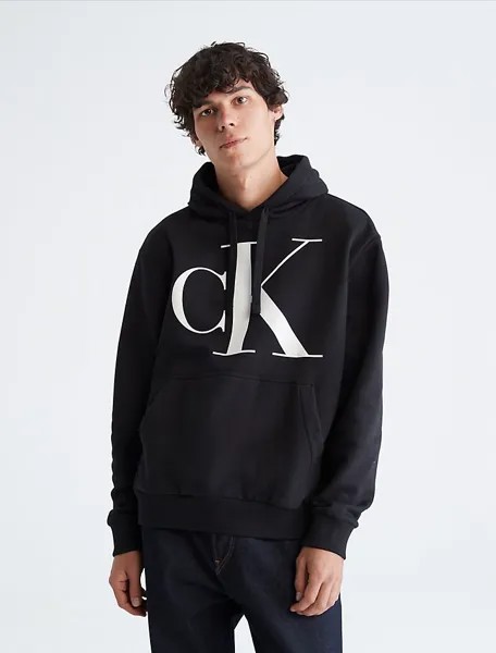 Толстовка худи Calvin Klein Monogram Logo Fleece, черный