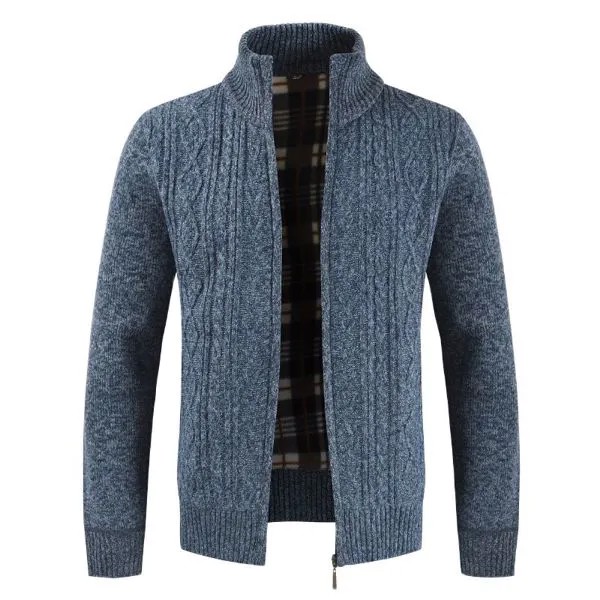 Зимний Кардиган, мужской модный вязаный свитер, кардиган, куртка, мужской облегающий плотный джемпер на молнии, теплый повседневный мужской свитер, пальто