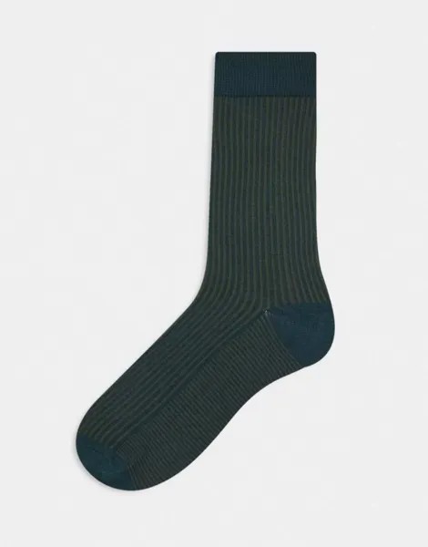 Зеленые двухцветные носки в рубчик ASOS DESIGN