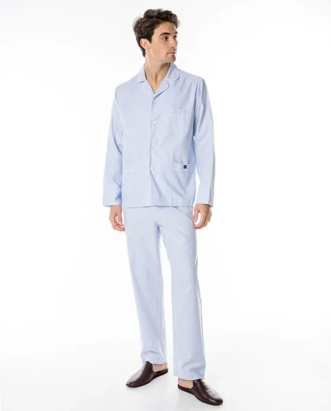 Мужская длинная пижама из ткани голубого цвета Wickett Jones, светло-синий