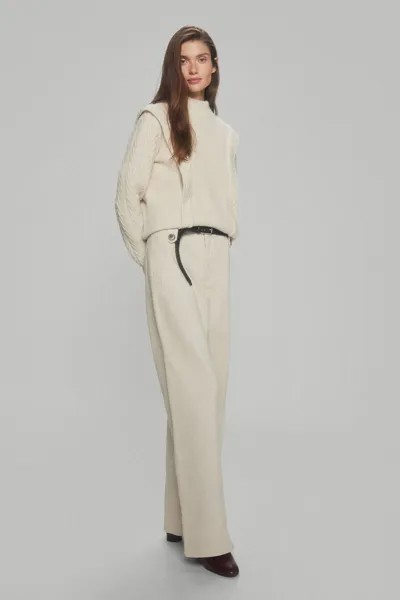 Широкие брюки полной длины с пуговицами. Pedro del Hierro, бежевый