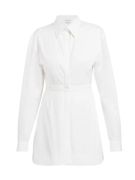 Платье-рубашка из поплина с длинными рукавами Alexander McQueen, белый