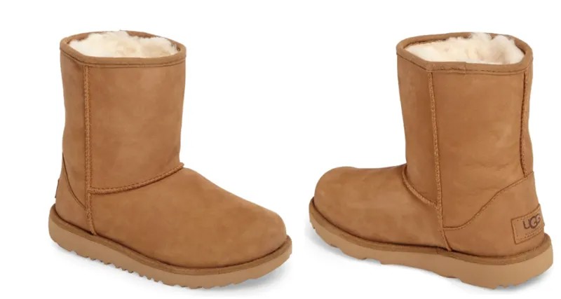 UGG Chestnut Classic Short II Водонепроницаемые ботинки без застежки для детей 3 Уютная шерстяная подкладка