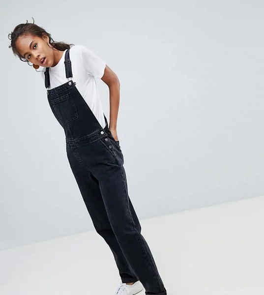 Черный выбеленный джинсовый комбинезон ASOS DESIGN Tall-Черный цвет